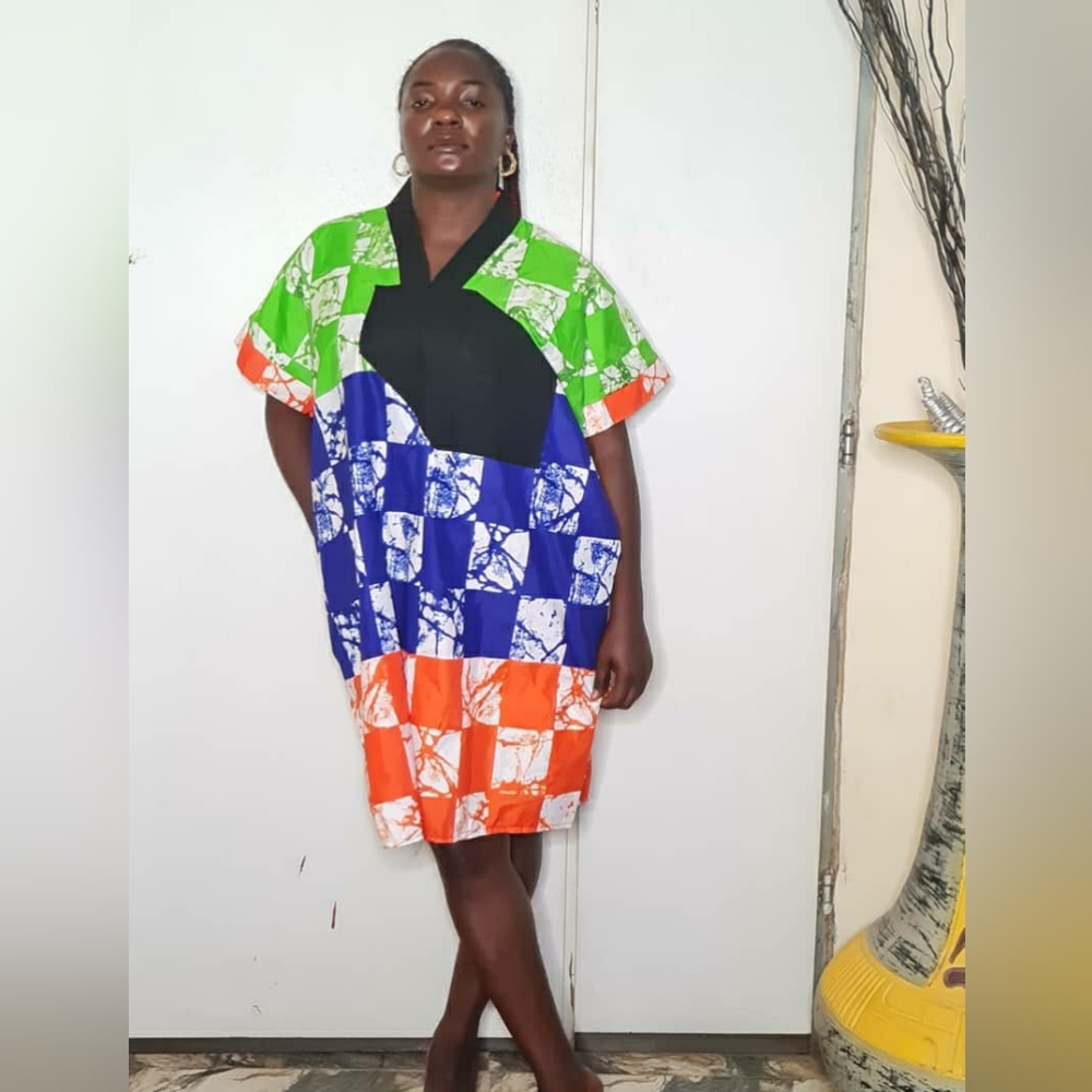 Colorful Ankara Patchwork Catan  Dress